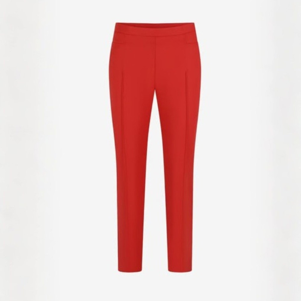 Akris Punto Franca Techno Cotton Blend Tailored Trouser Pants US 14 Lipstick Red